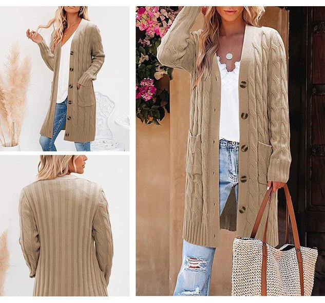 Women Yarn/Wool Yarn Plain Long Sleeve Comfy Casual Cardigan