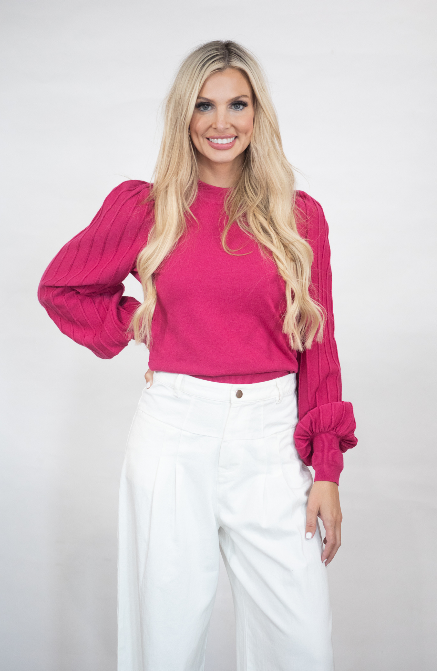 Easy Come Easy Go Puff Sleeve Sweater Top