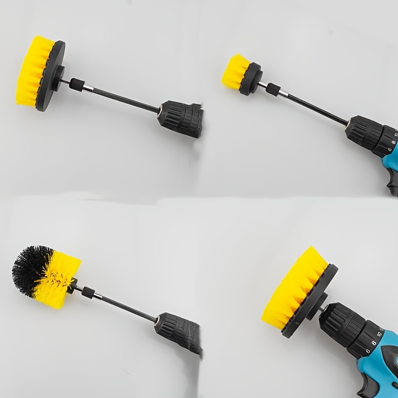 Electric Drill with (4pcs) Brush Scrubber Set, Auto Tires Cleaning Tools For Bathroom Tile Kitchen