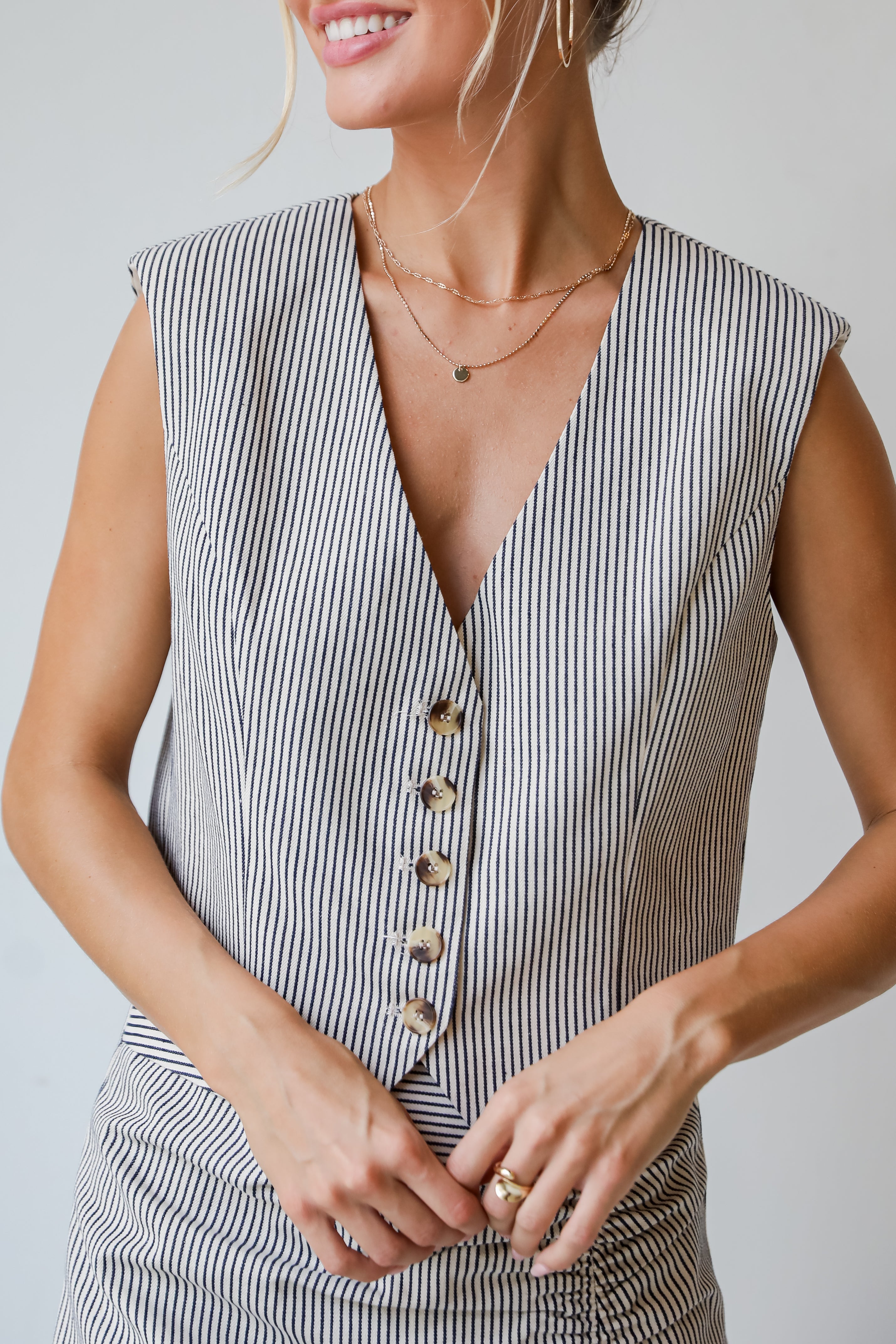 FINAL SALE - Booked And Busy Natural Striped Vest