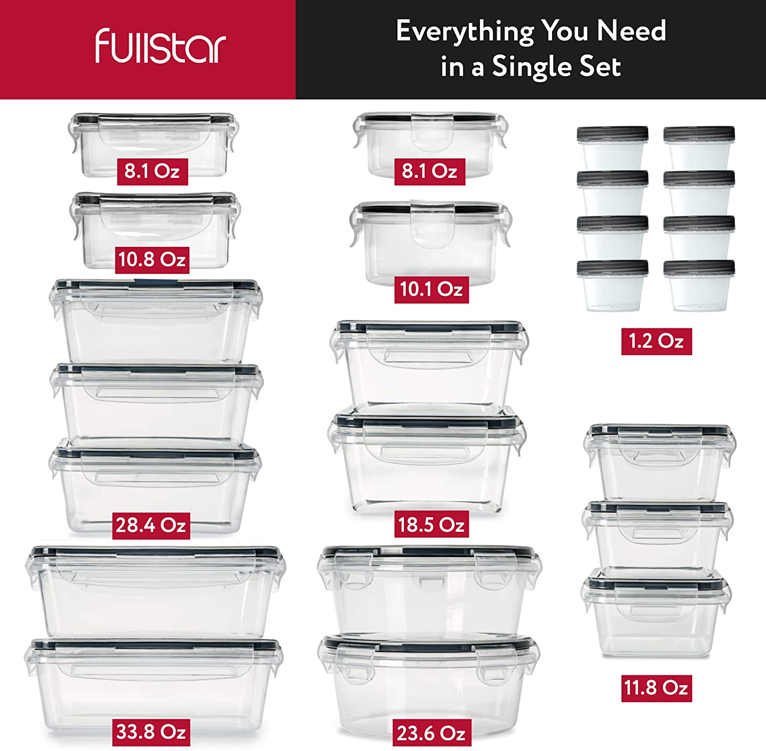 50-piece Food storage Containers Set with Lids, Plastic Leak-Proof BPA-Free Containers for Kitchen Organization, Meal Prep, Lunch Containers (Includes Labels & Pen)