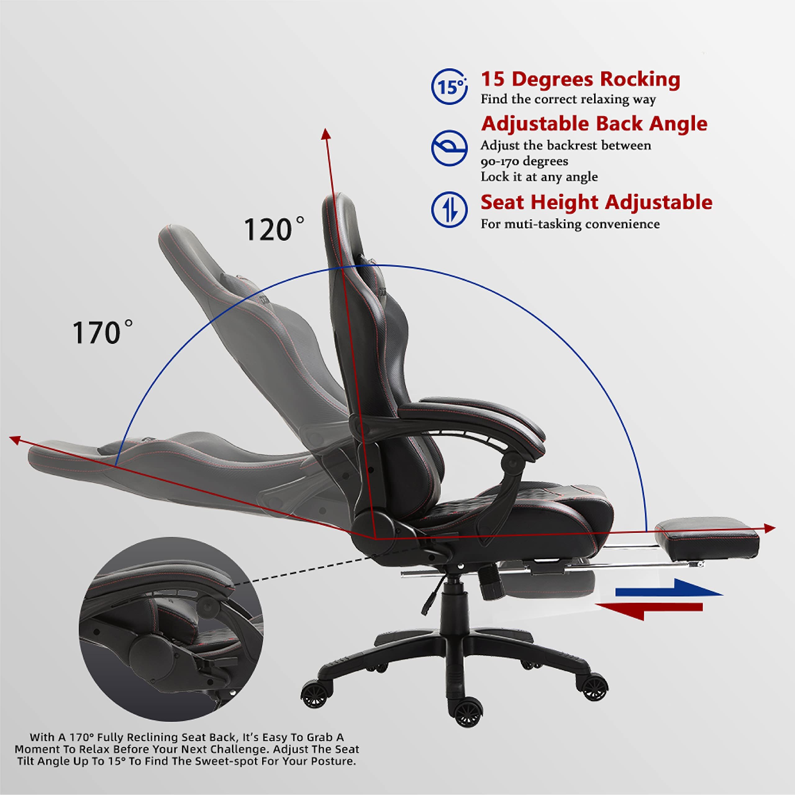 😍Gaming Chair Office Chair PC Chair with Massage Lumbar Support, Racing Style