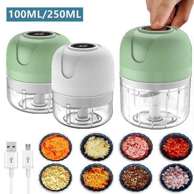 100/250ml Electric Mini USB Garlic Masher Wireless Garlic Grinder Press Mincer Vegetable Chili Meat Grinder Food Chopper Kitchen Tools