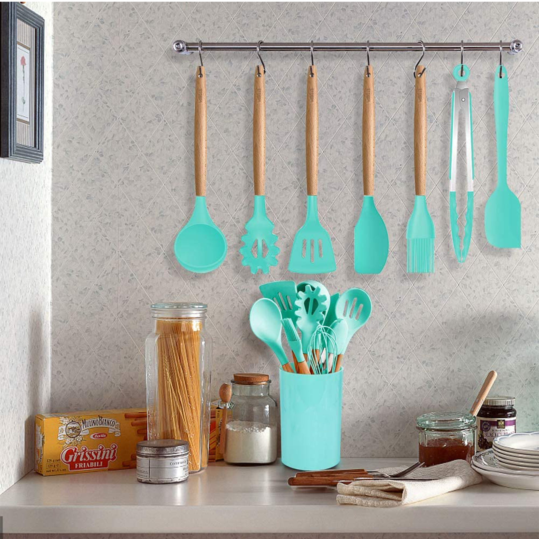 Silicone cooking utensils set