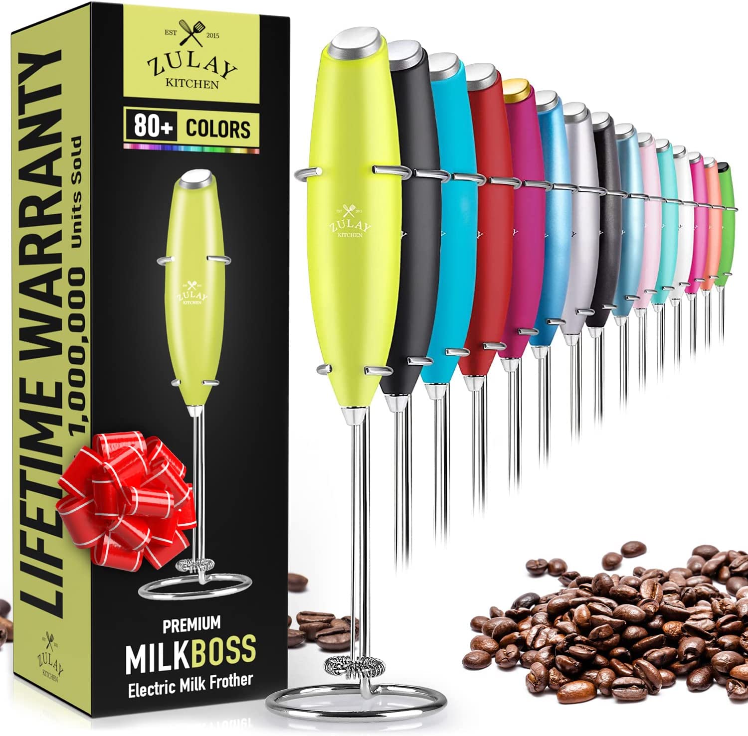 Powerful Milk Frother Handheld Foam Maker for Lattes - Whisk Drink Mixer for Coffee, Mini Foamer for Cappuccino, Frappe, Matcha, Hot Chocolate by Milk Boss (Black)