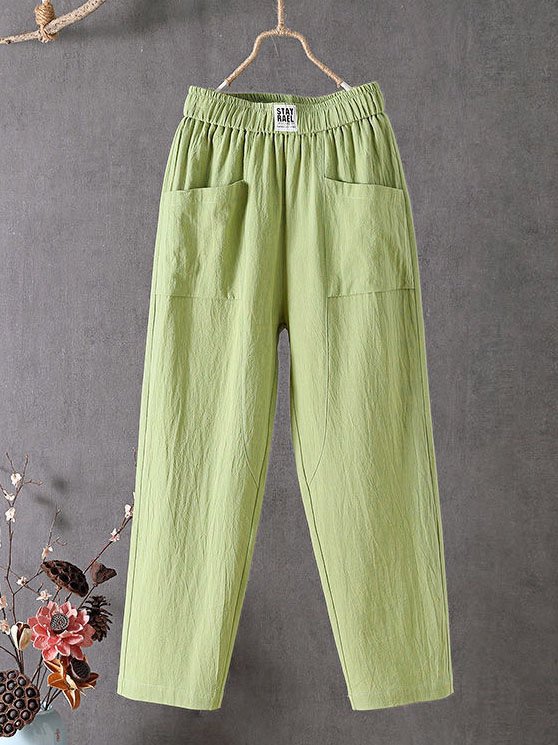 Casual Plain Natural Ankle Pants Straight Pants