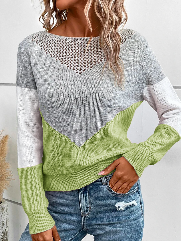 Loose Casual Color Block Sweater