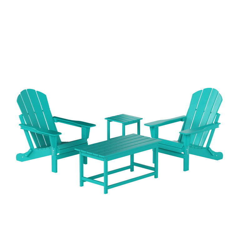 Kirkham Plastic Folding Adirondack Chair with Table