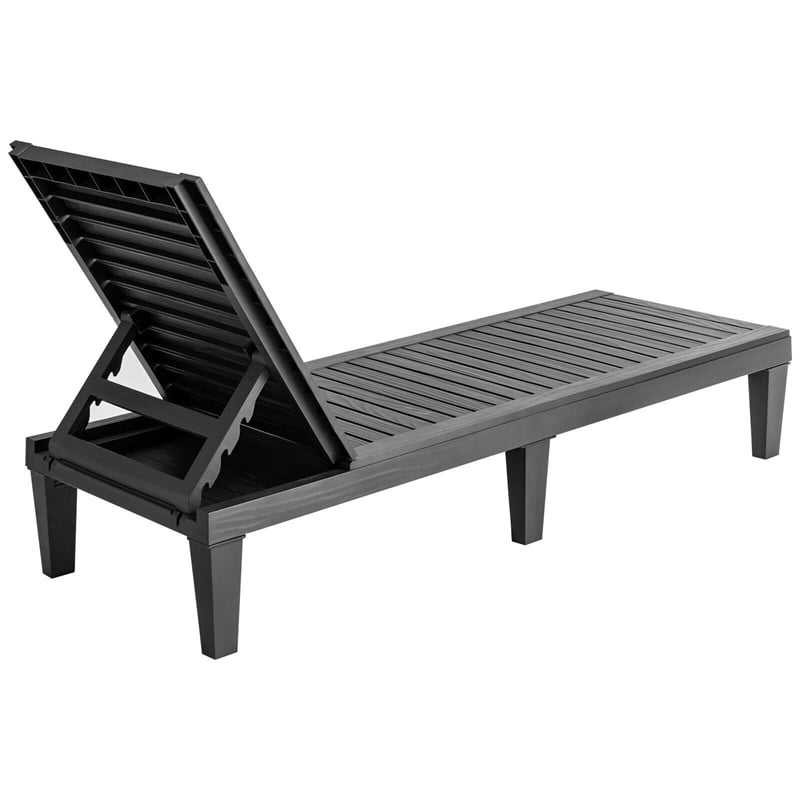 Outdoor Chaise Lounge Patio Reclining Chair with 5-Position Adjustable Backrest