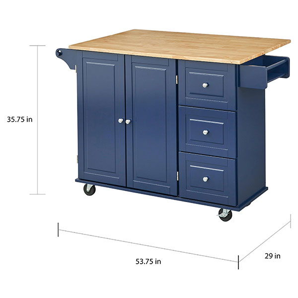 🎄Store Closing Sale - 3-drawer Drop Leaf Kitchen Cart🎉