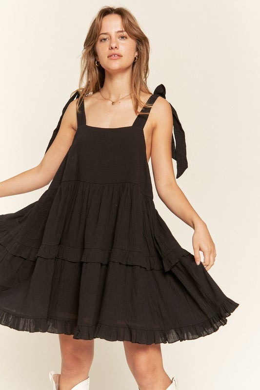 Square neck ruffle dress