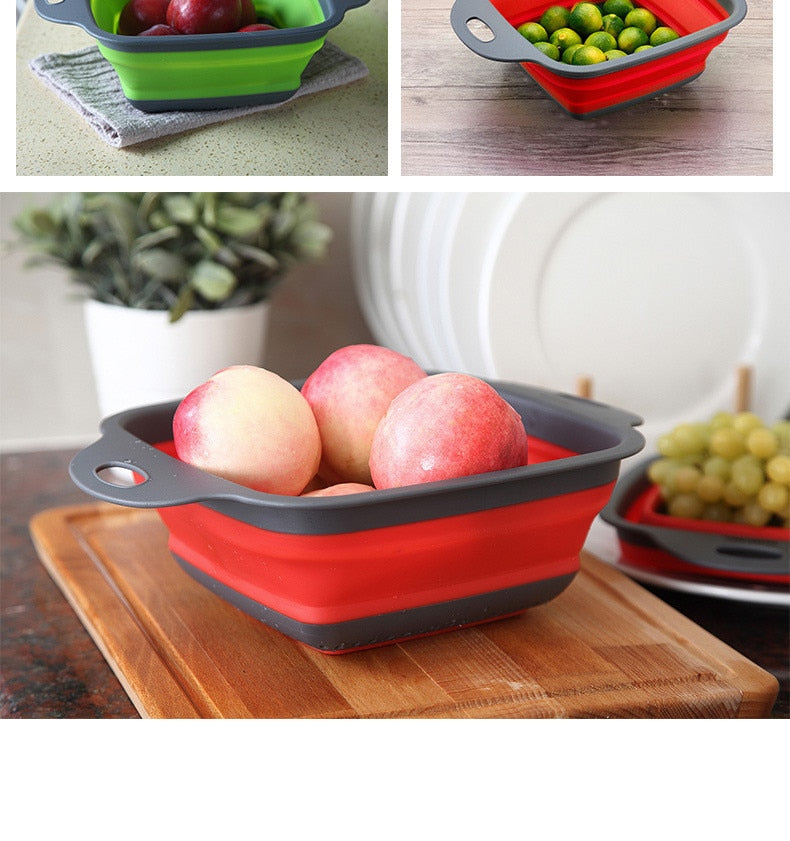 (Store Closing Sale) Collapsible Silicone Colander Strainer,Kitchen&Home Drain Basket,Foldable Fruit Vegetable Washing Filter Basin,