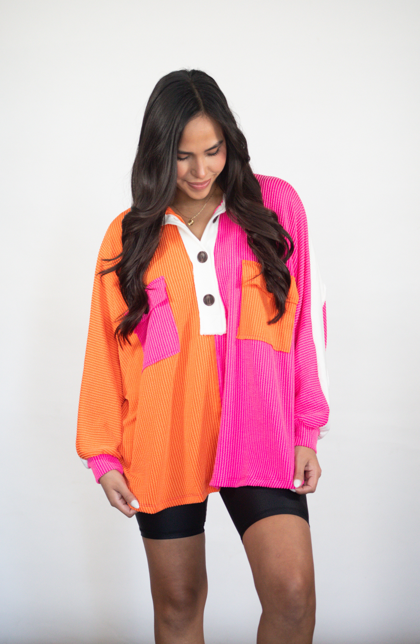 Starts With You Orange/Pink Color Block Top