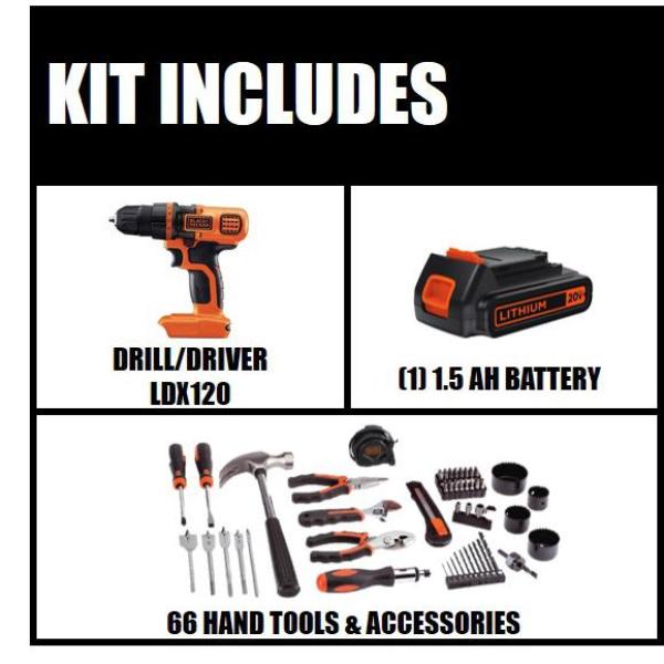 20 Volt MAX Lithium Ion Cordless Drill and Project Kit with Battery 1.5Ah, Charger and Kit Bag