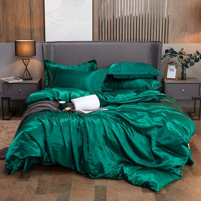 Bedding Set Solid Color Luxury Bedding Kit Rayon Satin Duvet Cover Set Twin Queen King Size Bed Set 2pcs/3pcs/4pcs - Bedding Set