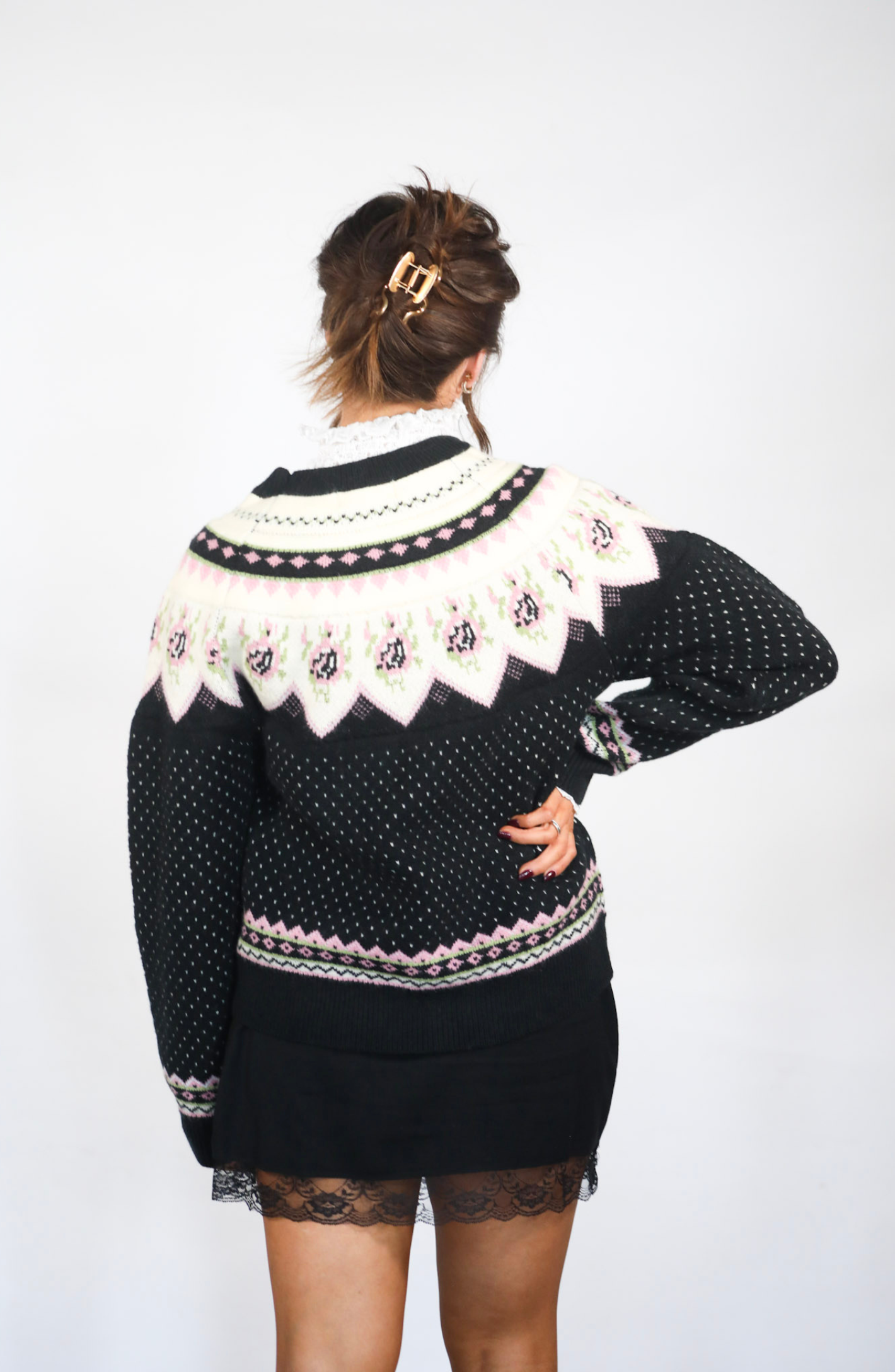 What You Want Black Vintage Pattern Sweater