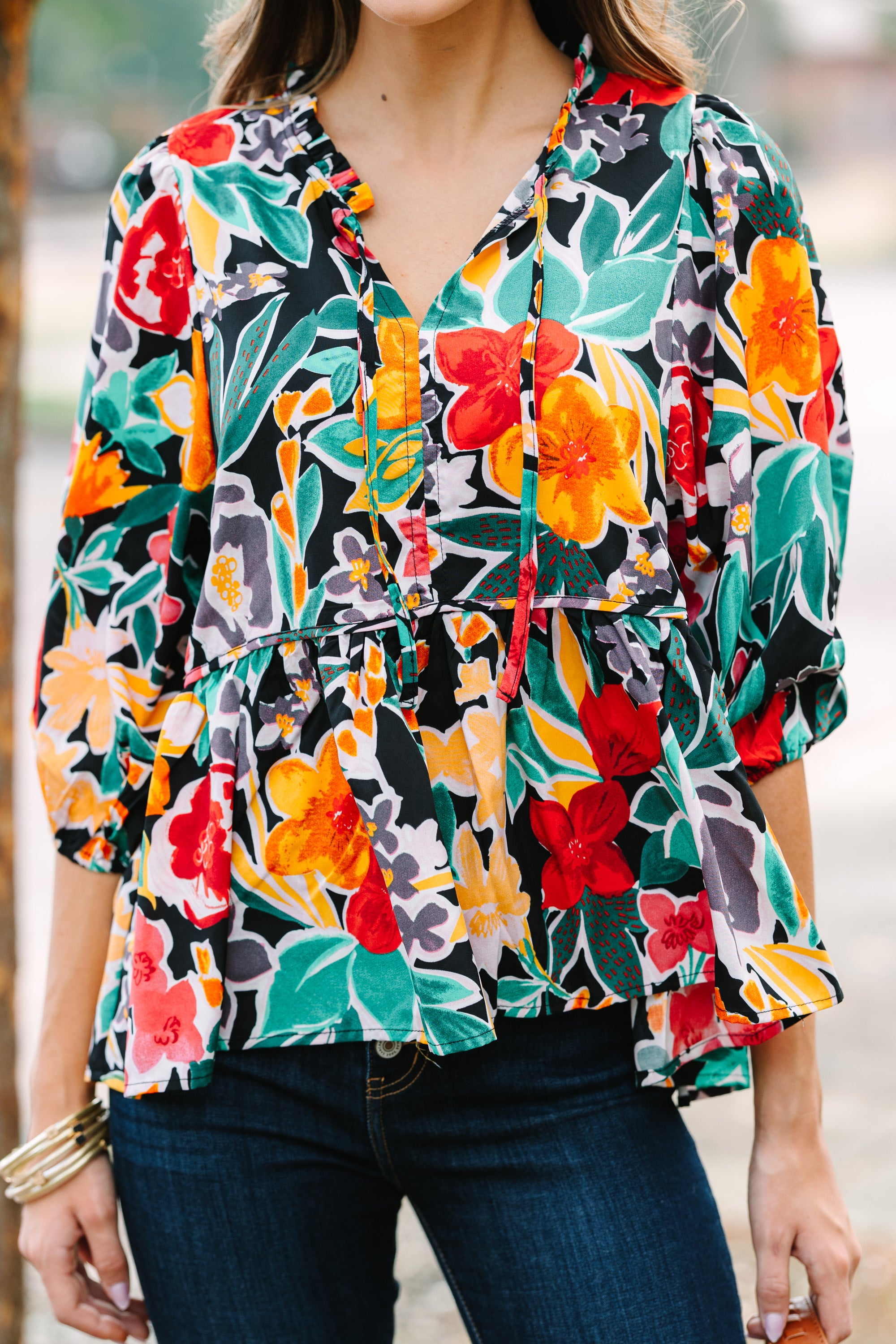 All On You Black Floral Blouse