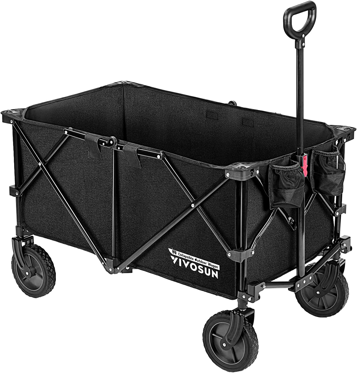 VIVOSUN Heavy Duty Collapsible Folding Wagon Utility Outdoor Camping Garden Cart, Black