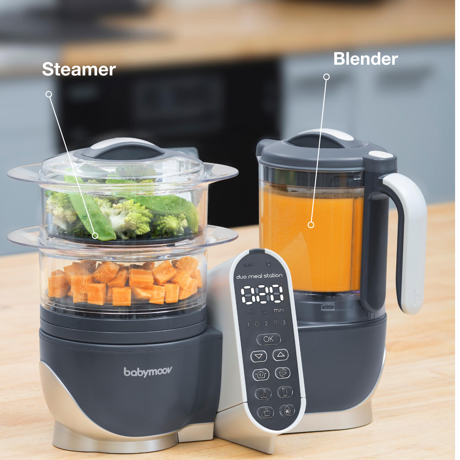 (Store Closing Sale) Duo Meal Station | 6 in 1 Food Processor With Steam Cooker, Multi-Speed Blender, Baby Purees, Warmer, Defroster, Sterilizer, Grey