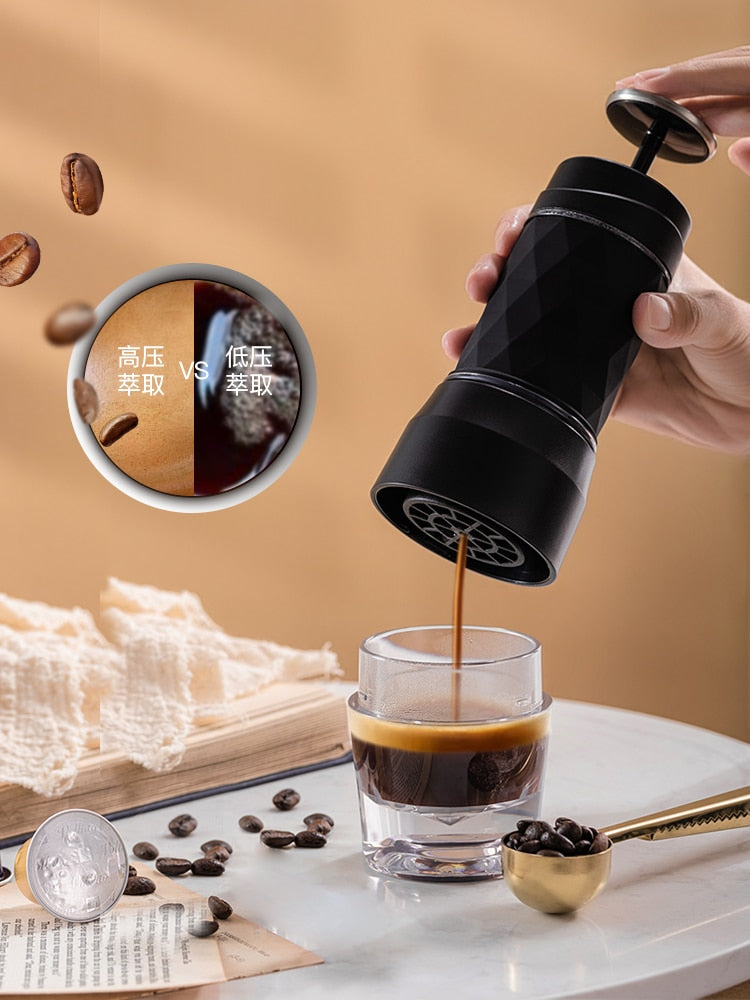 (Store Closing Sale) Italian coffee machine portable household small one-hand press manual espresso powder coffe maker  espresso maker