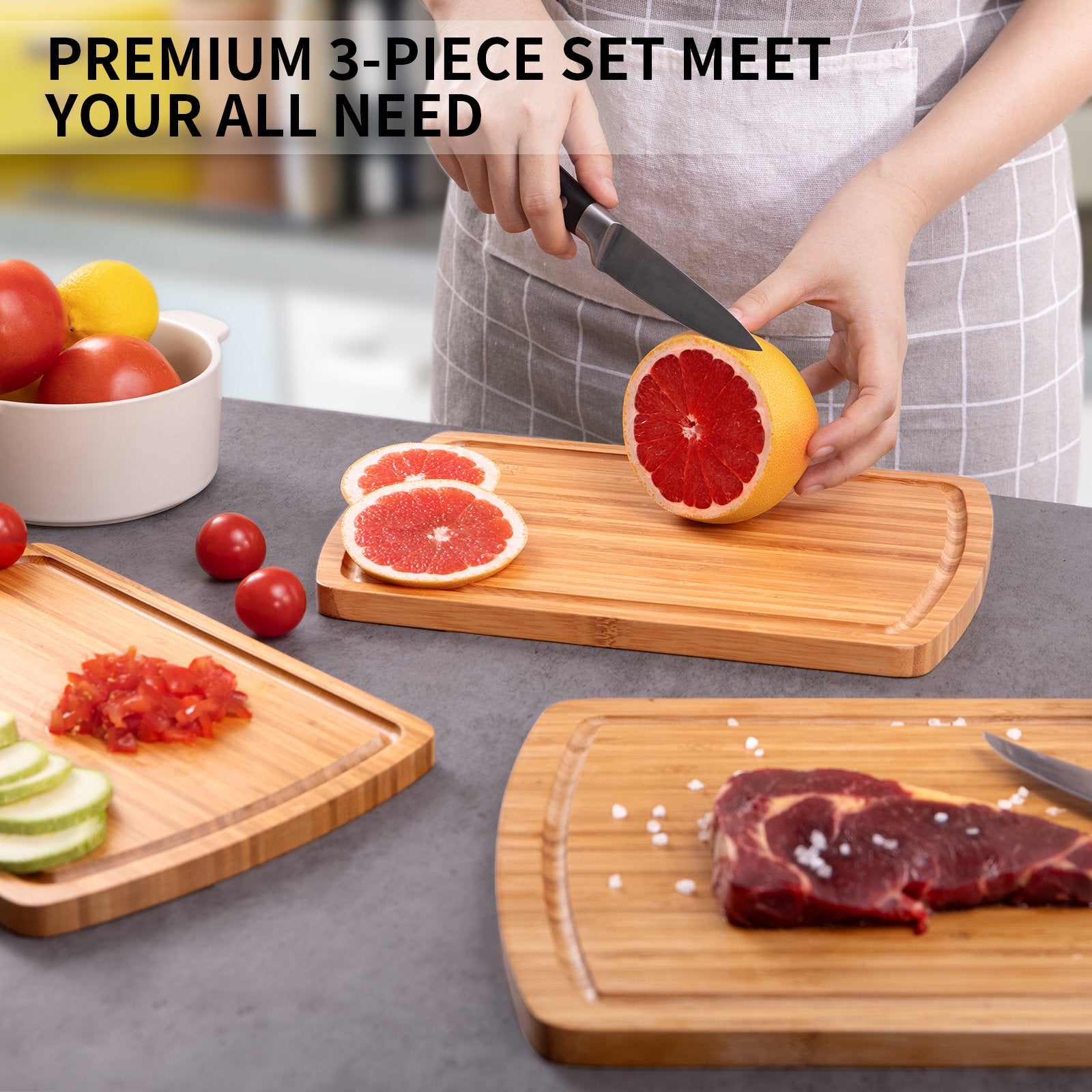 (Store Closing Sale) Bamboo Cutting Board Set of 3