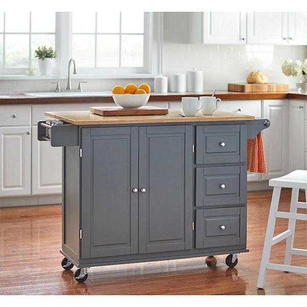 🎄Store Closing Sale - 3-drawer Drop Leaf Kitchen Cart🎉