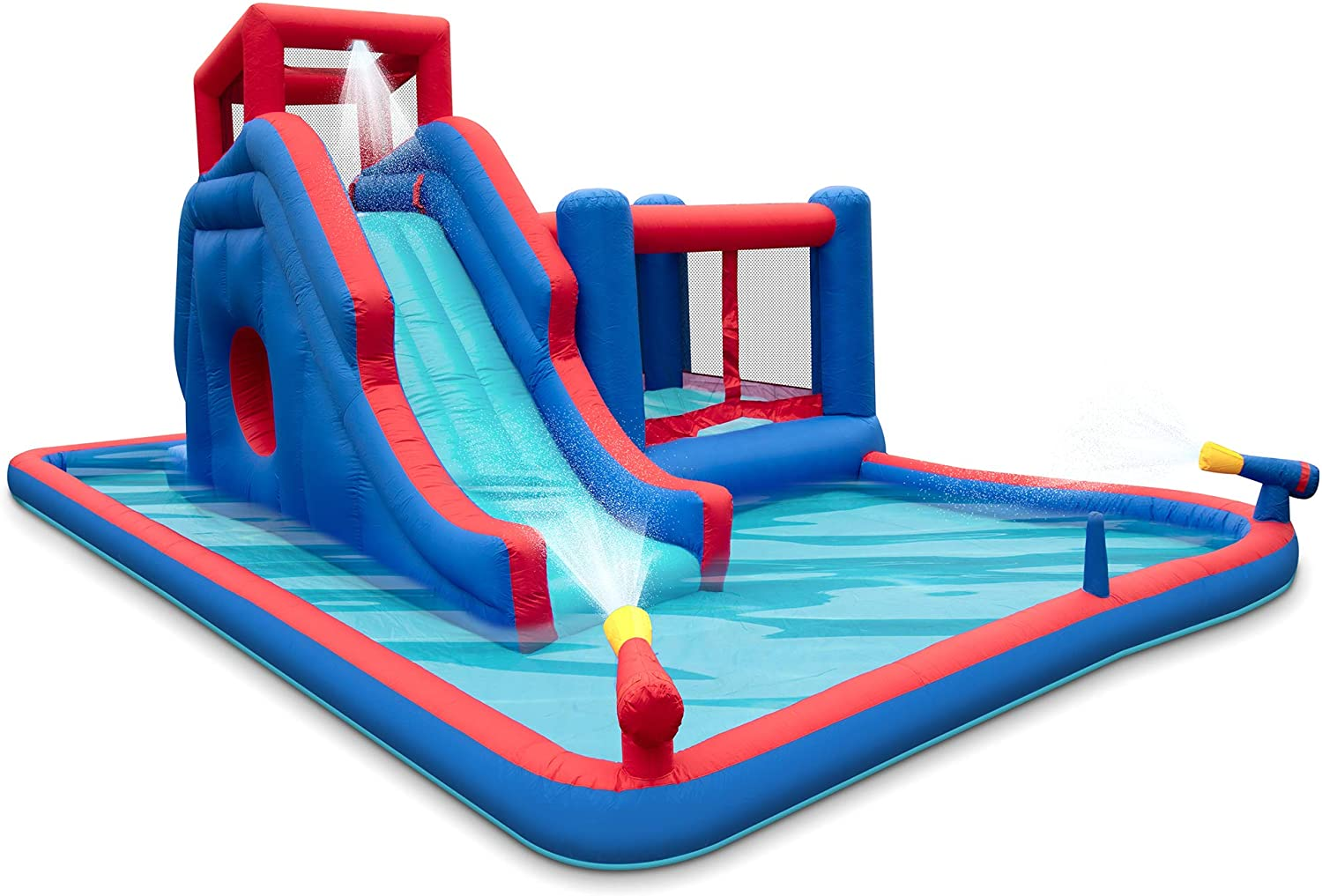 Deluxe Inflatable Water Slide Park �C Heavy-Duty Nylon Bounce House for Outdoor Fun - Climbing Wall, Slide, Bouncer & Splash Pool �C Easy to Set Up & Inflate with Included Air Pump & Carrying Case