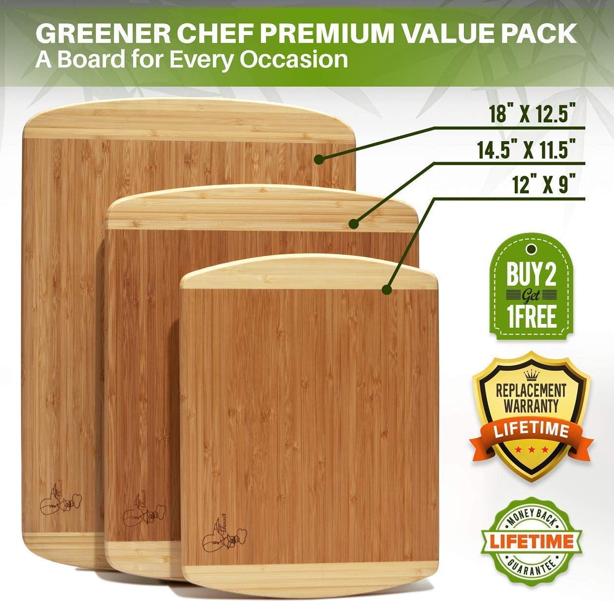 (Store Closing Sale) Organic bamboo cutting board set of 3