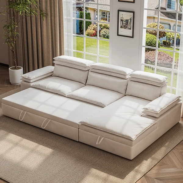 Microfiber Reversible Sofa Bed Combination Sofa With Chaise Pull Out Sofa Bed