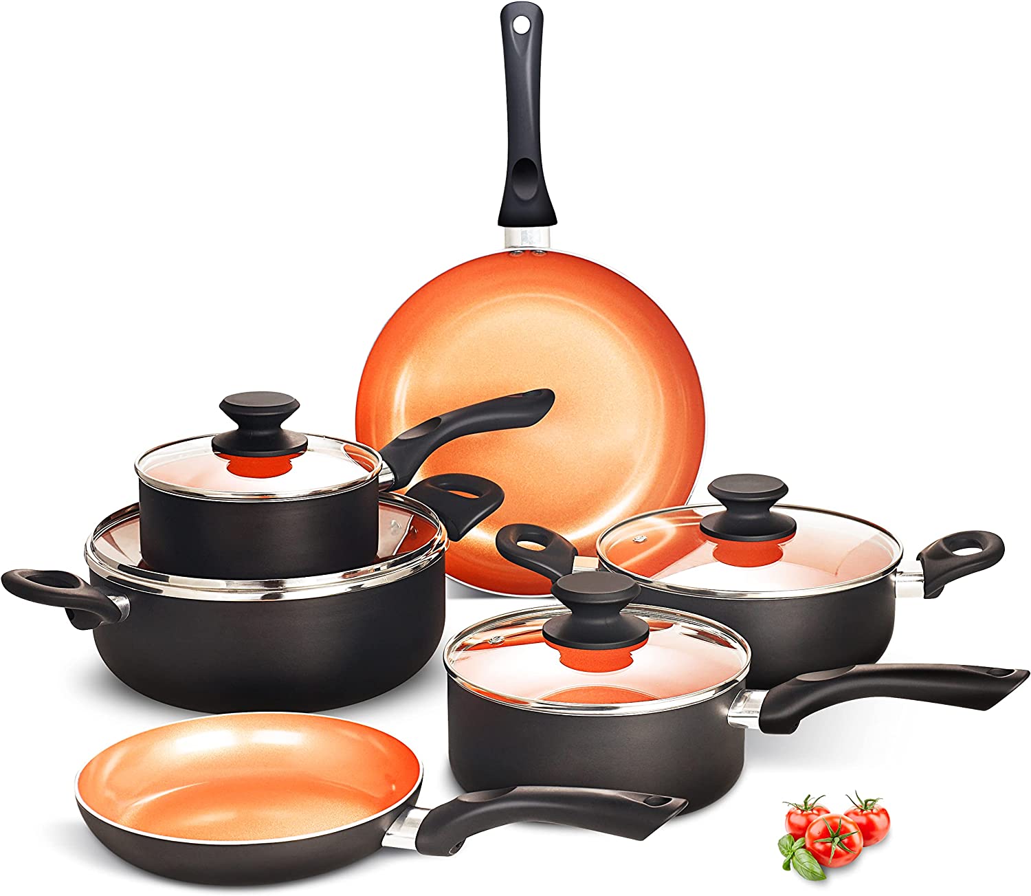 (Store Closing Sale) 10pcs Cookware Set Ceramic Nonstick Soup Pot