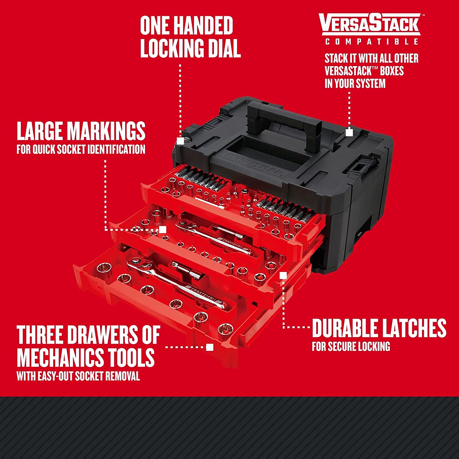 Mechanics Tools Kit with 3 Drawer Box, 216-Piece (CMMT99206)