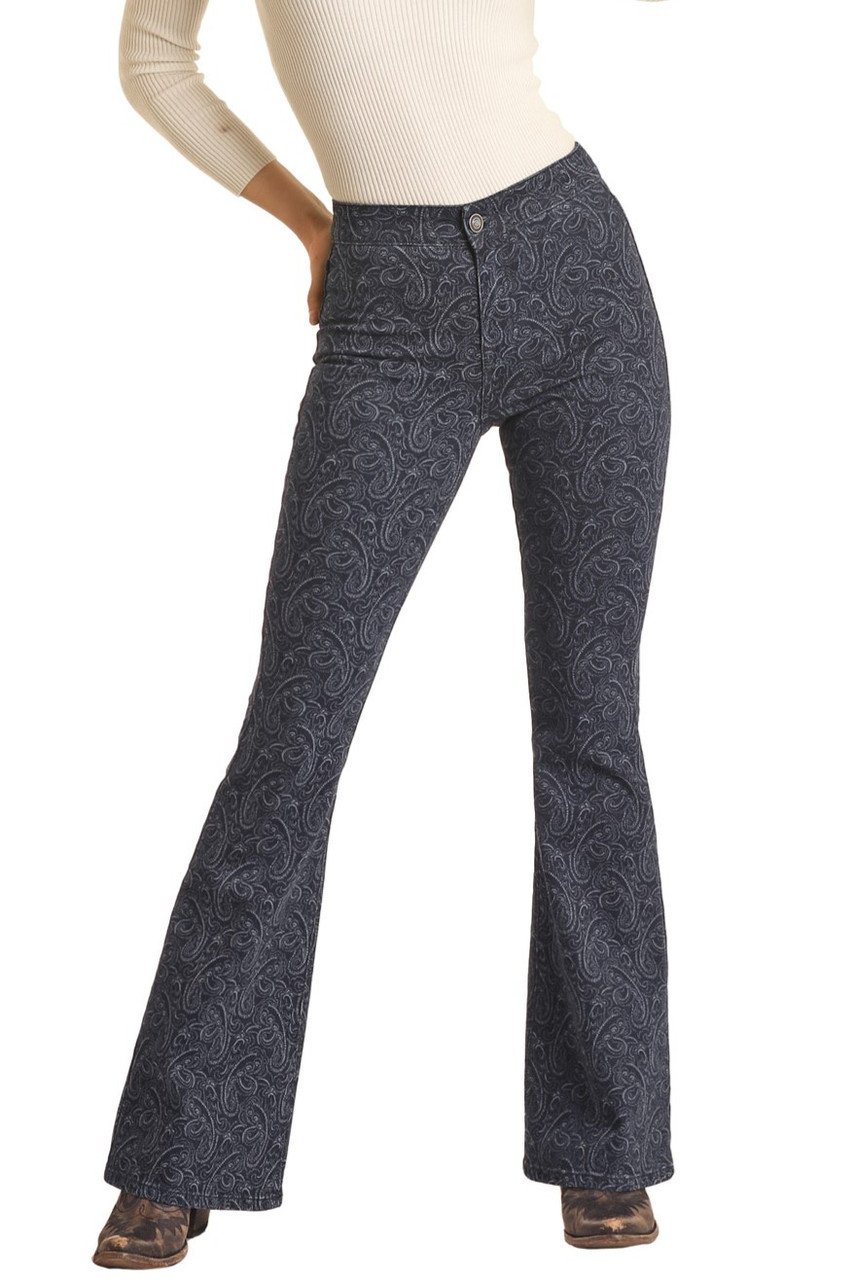 Women's high-waisted printed jeans