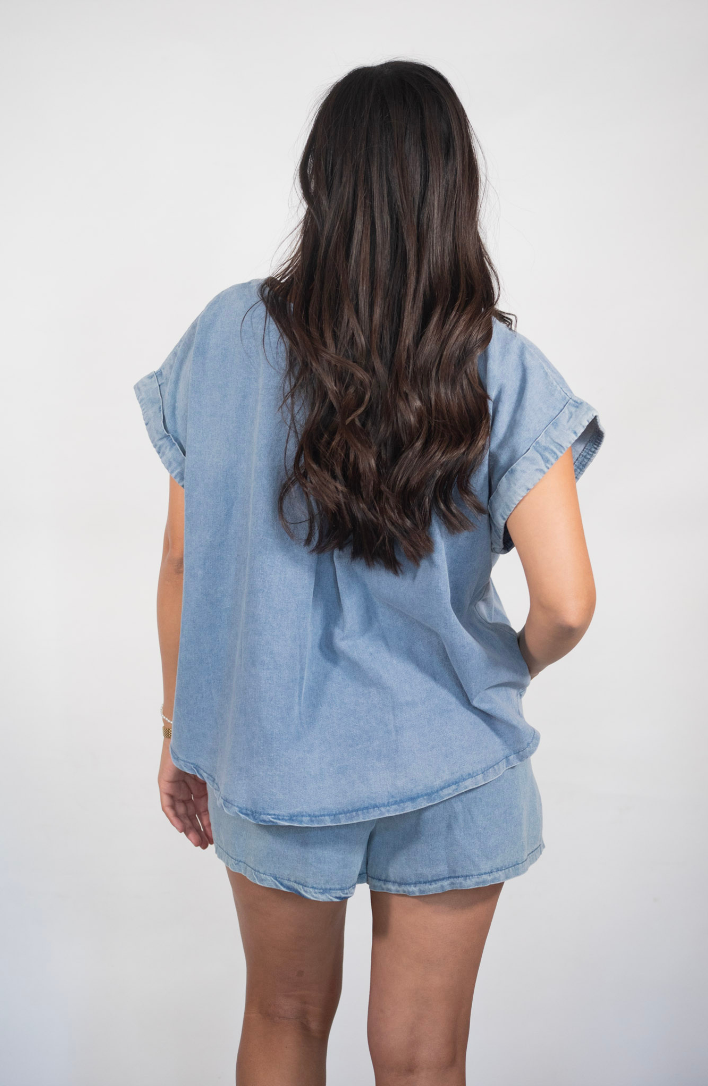 Living Out Loud Denim Shirt And Short Set