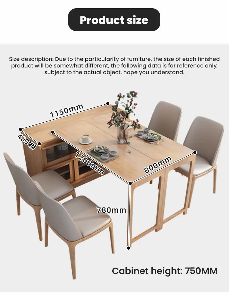 💥Solid wood foldable dining table.sub dining cabinet(integrated)