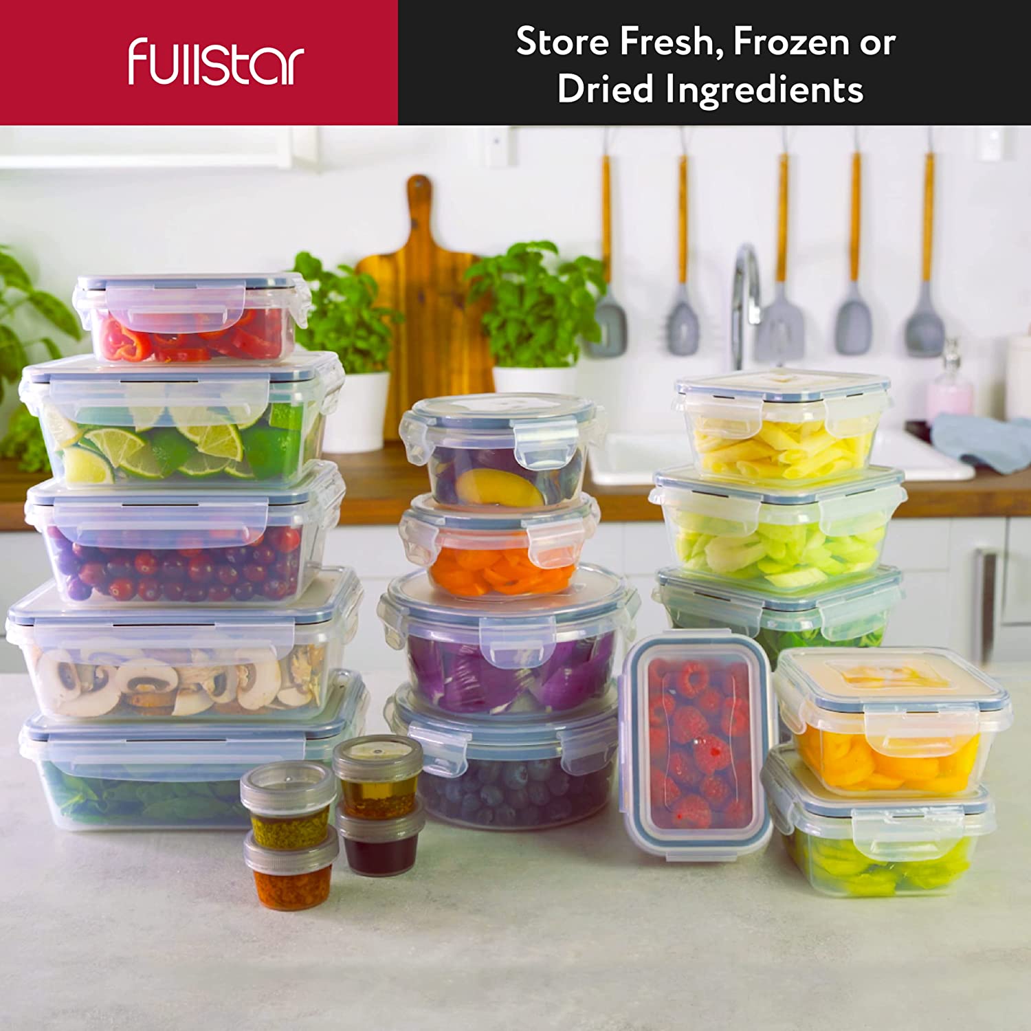 50-piece Food storage Containers Set with Lids, Plastic Leak-Proof BPA-Free Containers for Kitchen Organization, Meal Prep, Lunch Containers (Includes Labels & Pen)