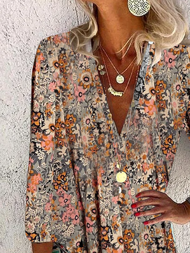 Loose Casual Jersey Floral Dress