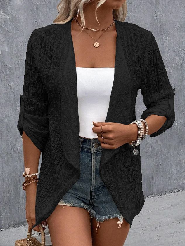 Plain Hollow Out Casual Kimono