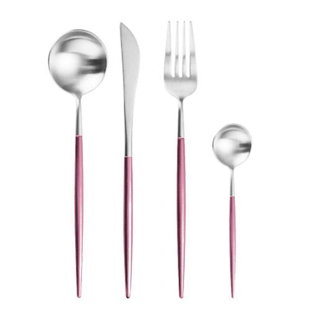 (Store Closing Sale) Rose Gold Tableware Set Stainless Steel Cutlery Set Western Food Tableware Luxury Fork Teaspoon Knife Cutlery Set fork spoon