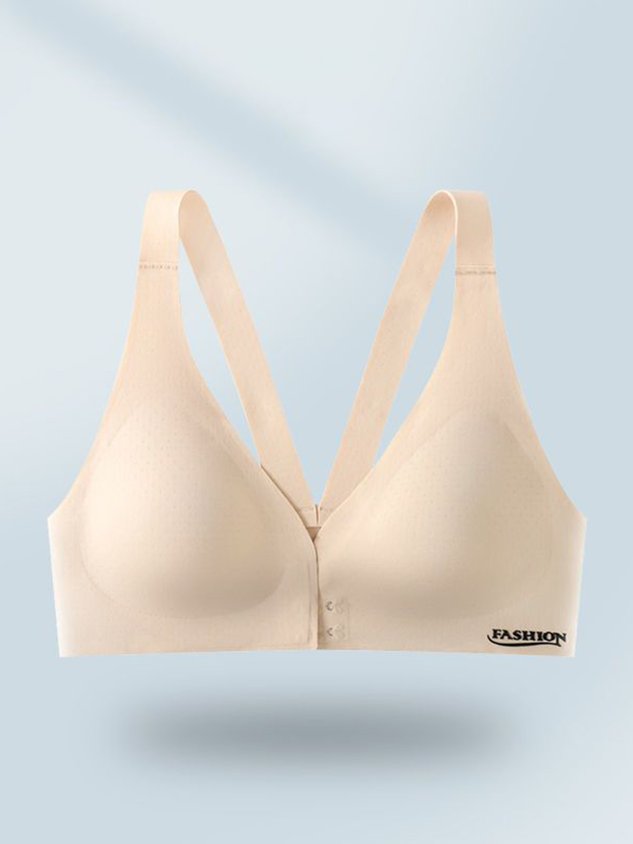 Women's Breathable Sexy Simple Front Button V-Neck Seamless Bra & Bralette