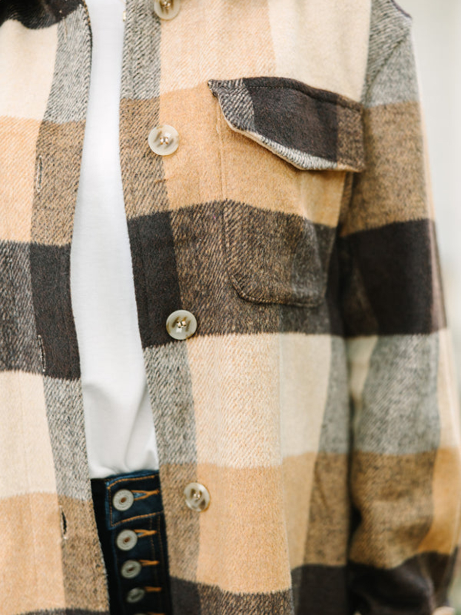 Camel Brown Plaid Shacket