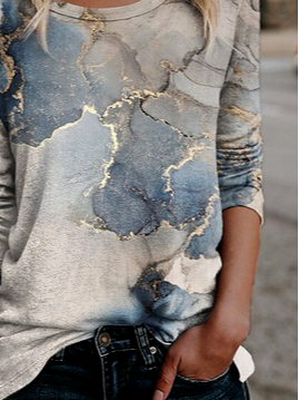 Floral Print Crew Neck Casual Long Sleeve T-Shirt