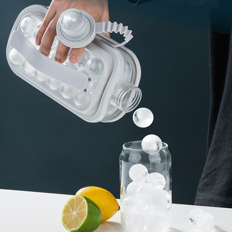 Ice Cube Trays LittleStar 2 in 1 Portable Ice Ball Maker Kettle With 17 Grids Flat Body Lid Cooling Ice Pop/Cube Molds For Hockey,Cocktail,Coffee,Whiskey,Champagne,Beer,Juice,Water