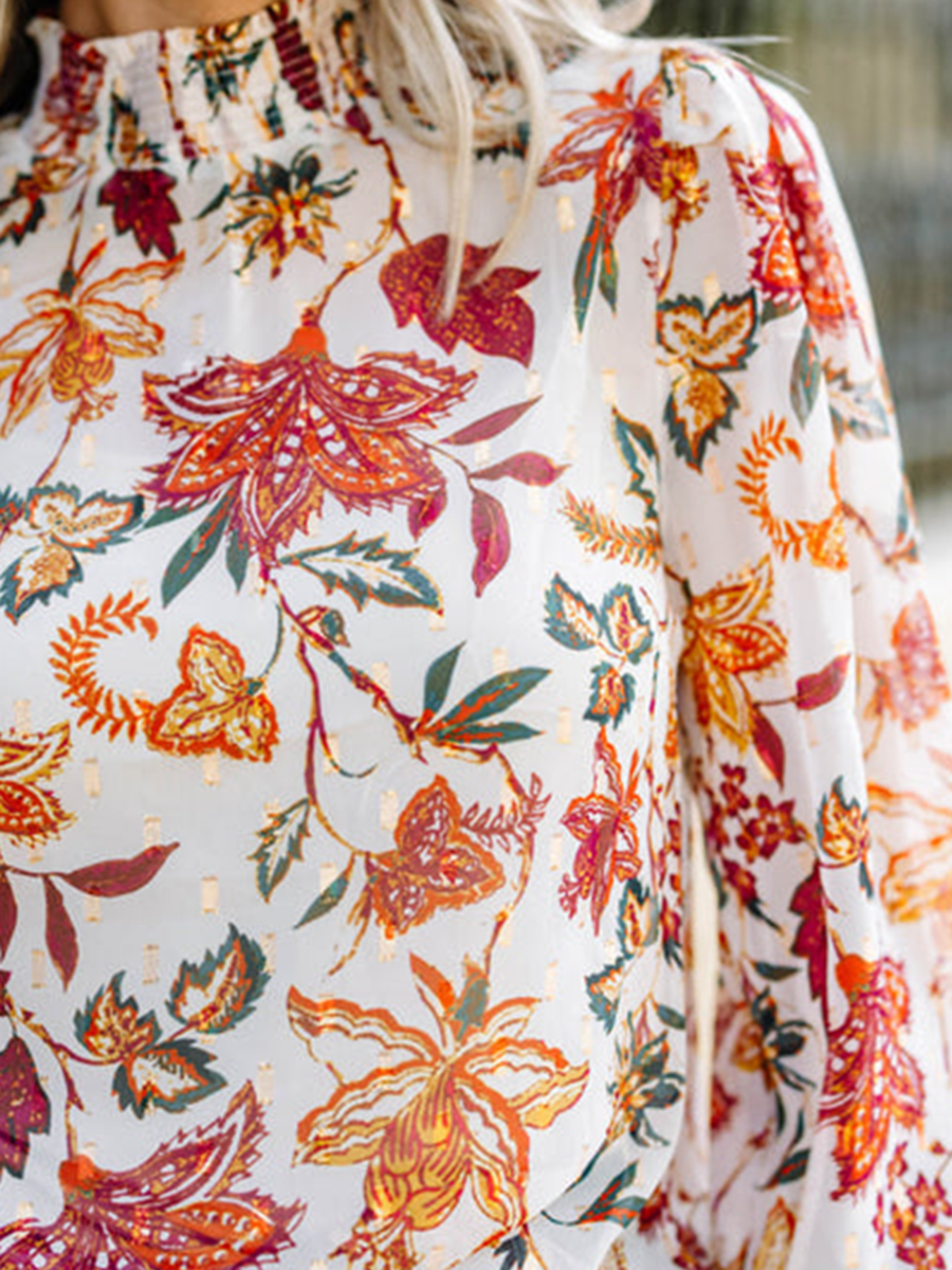 White Floral Blouse