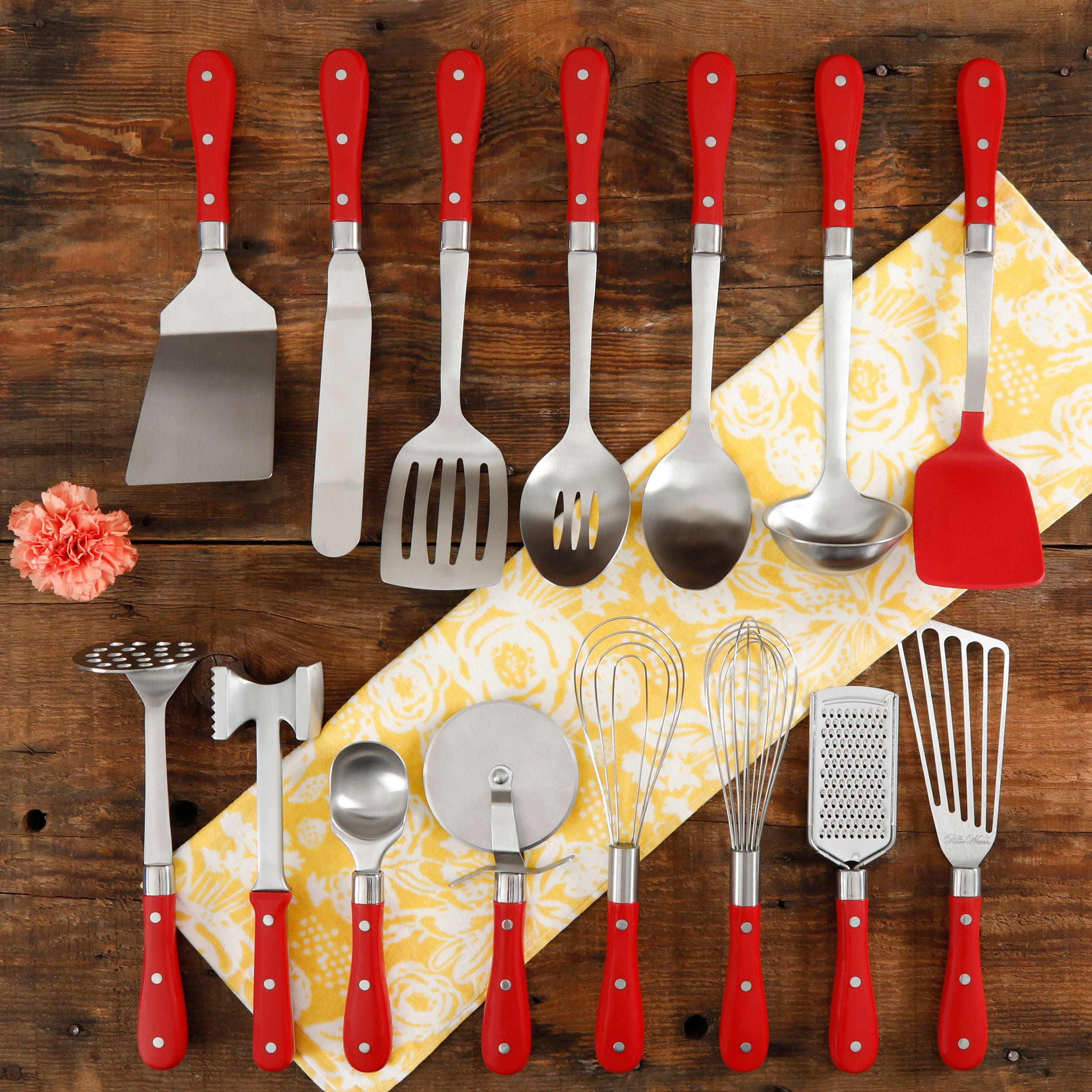 (Store Closing Sale) Collection 15-Piece All in One Kitchen Utensil Set, Red