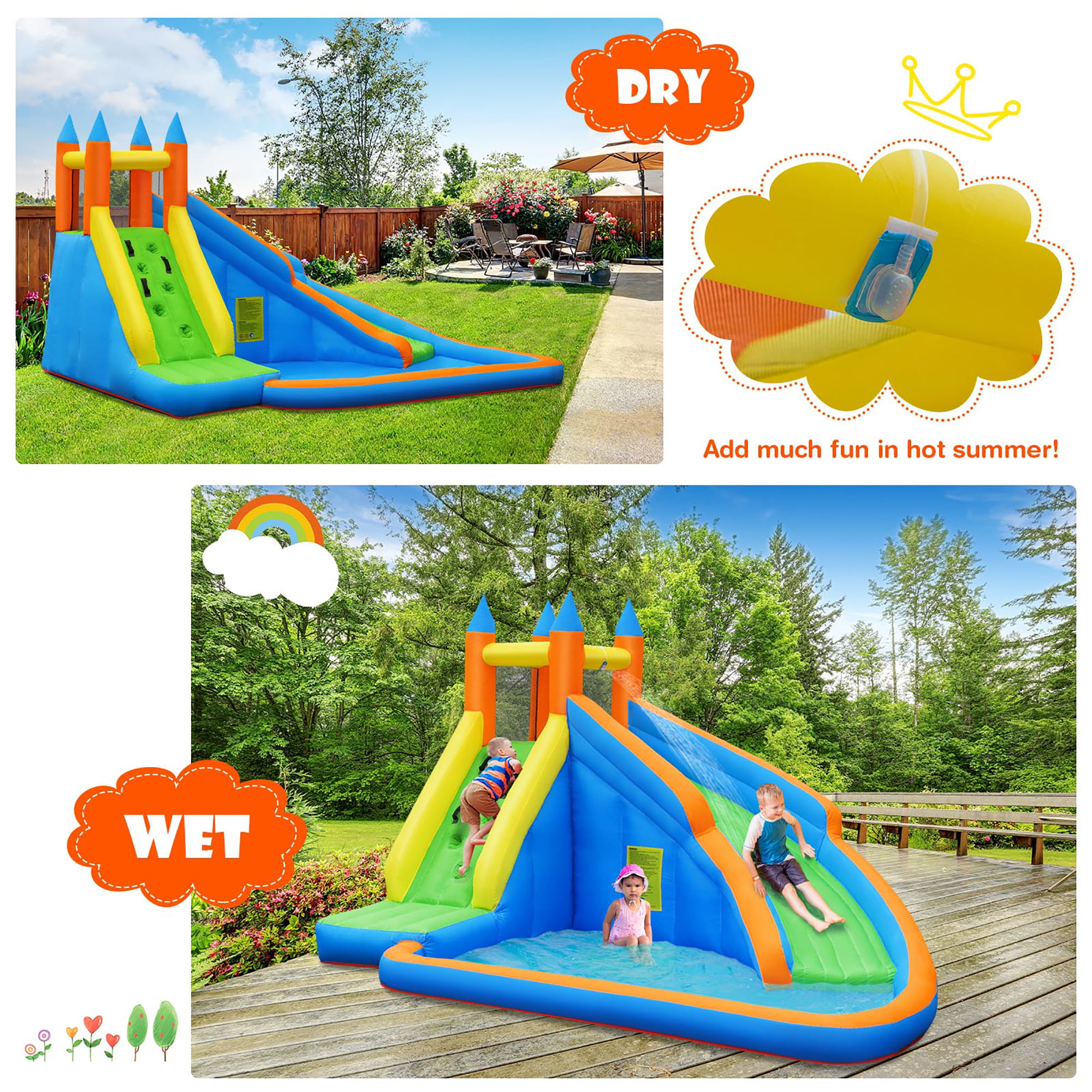 Inflatable Water Slide Mighty Bounce House Jumper Castle Moonwalk Without Blower