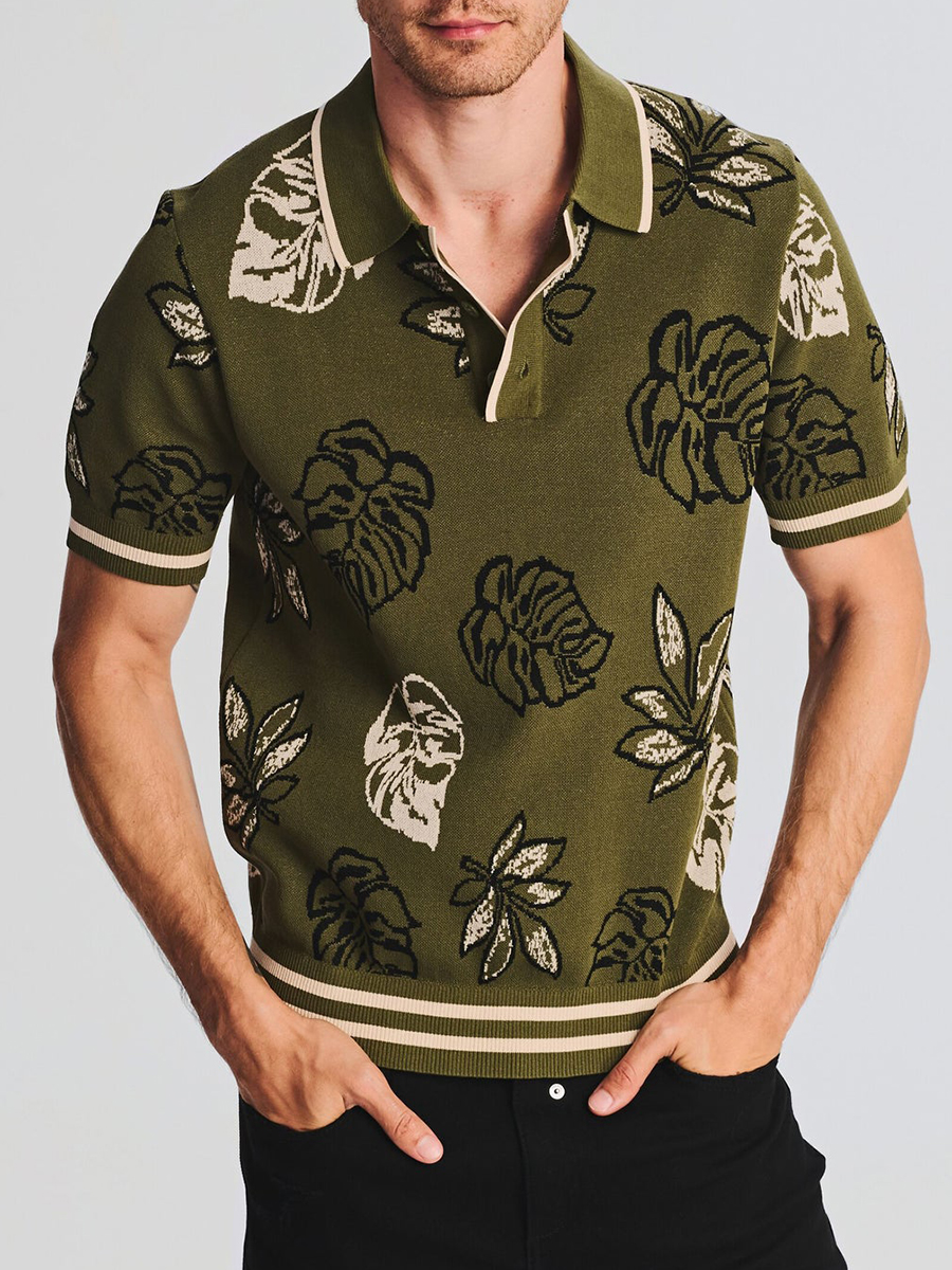 FLORAL KNIT POLO SHIRT