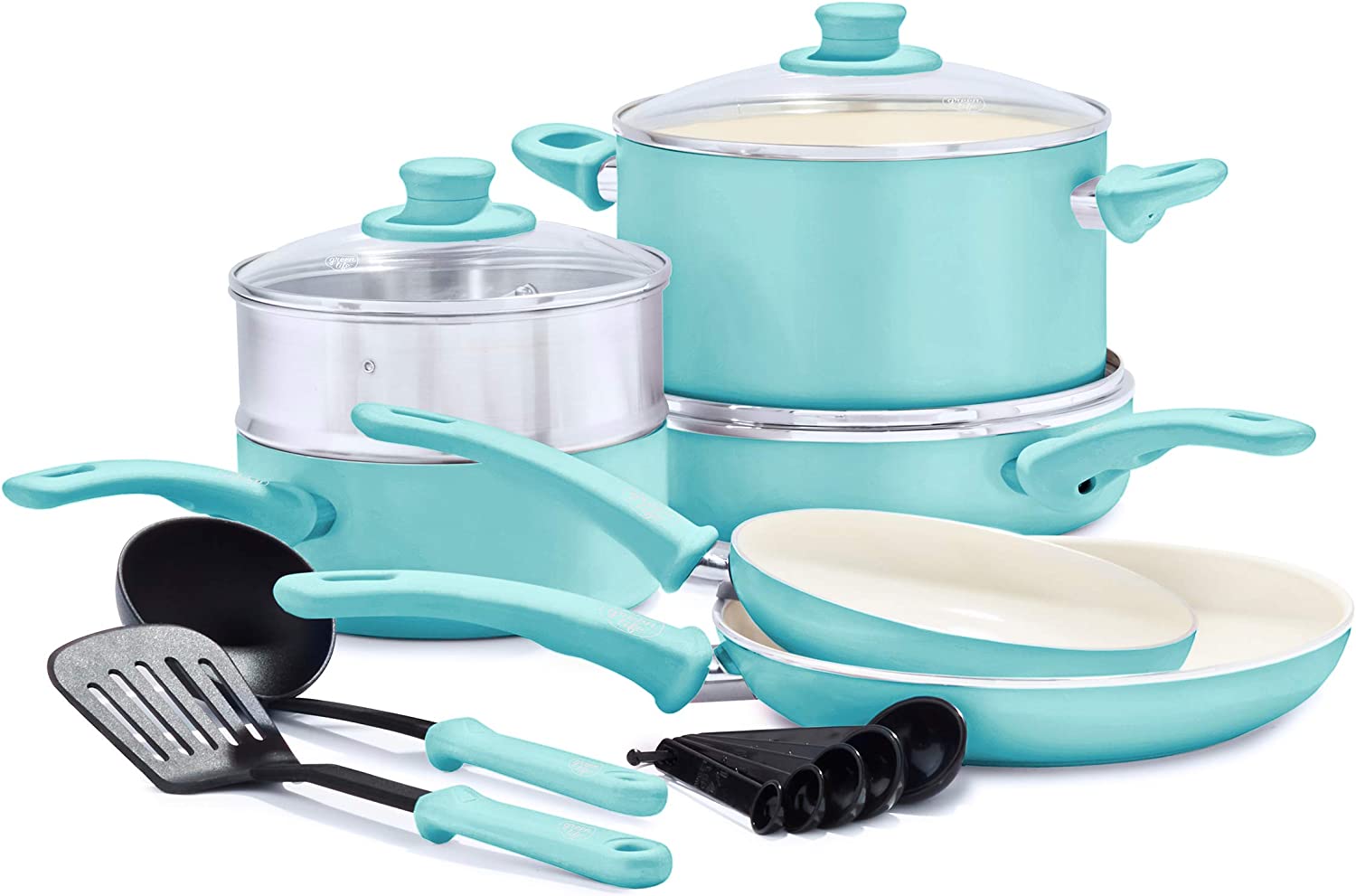 (Store Closing Sale) Healthy Ceramic Nonstick, 16 Piece Cookware Pots