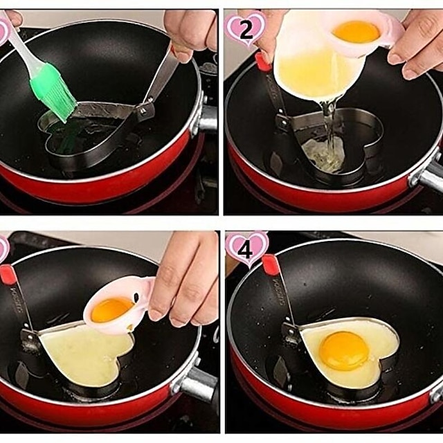 5 Pieces Set Fried Egg Mold Pancake Rings Shaped Omelette Mold Mould Frying Egg Cooking Tools Kitchen Supplies Accessories Gadget