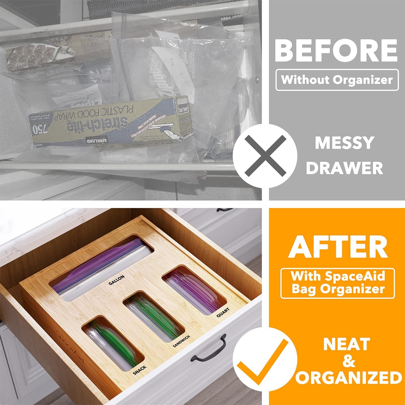 Bag Storage Organizer for Kitchen Drawer