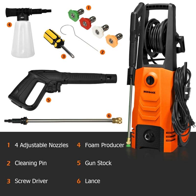 3500PSI Electric Pressure Washer, 1800W 2.6 GPM Portable Electric Power Washer with 4 Nozzles